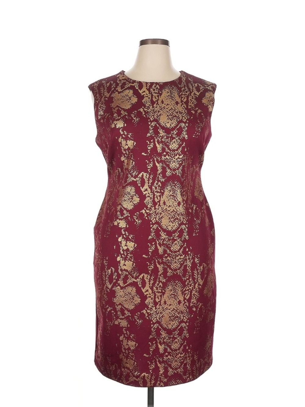 Philosophy Republic Burgundy and Gold Midi Sheath Dress